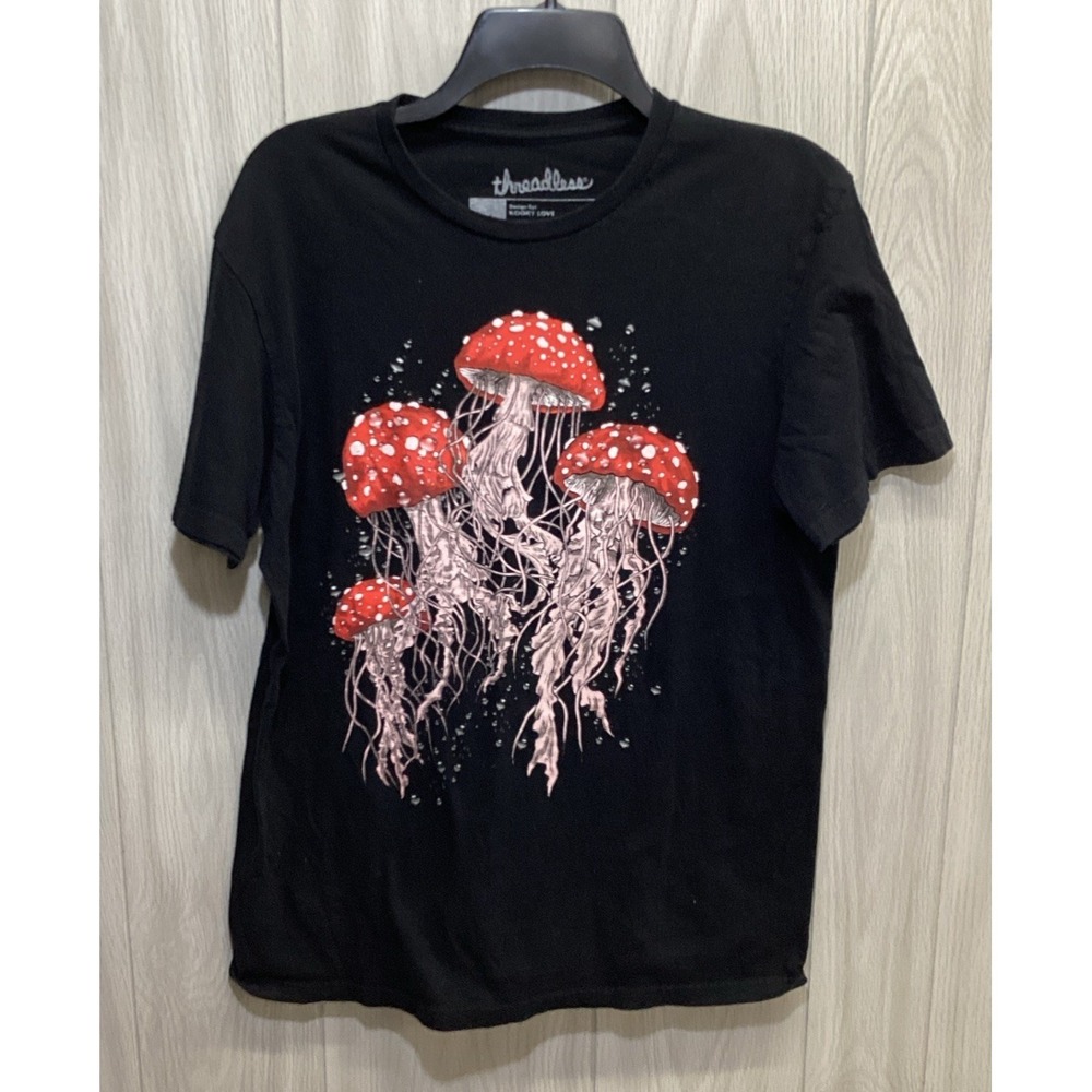 THREADLESS Women's (Size M) Short Sleeve Crew Neck‎ T-Shirt Cotton Jellyfish